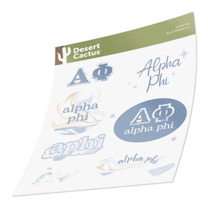 Alpha Phi Variety Blue Marble Sticker Decal Laptop Water Bottle Car A Phi