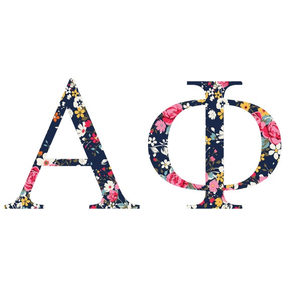 Alpha Gamma Delta Standard Greek Font Floral Print Letter Sticker Car//Computer