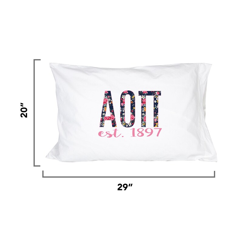 Alpha Omicron Pi aoii Sorority Floral Letters with Founding Year Pillowcase 300 Thread 100/% Cotton Count