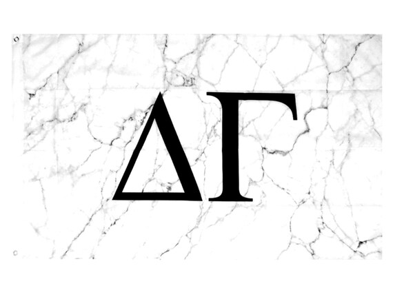 Delta Gamma Sorority Light Marble Background Black Letter Etsy