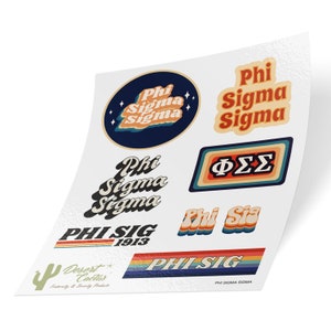 Phi Sigma Sigma Sorority 70's Sticker Decal Laptop Water Bottle Car (Sheet)