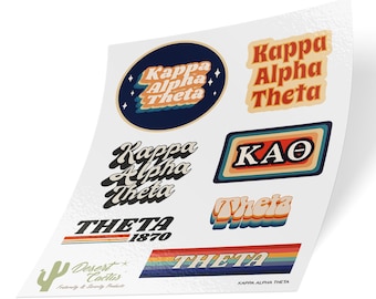 Kappa Alpha Theta Sorority 70&#39;s Sticker Decal Laptop Water Bottle Car (Sheet)