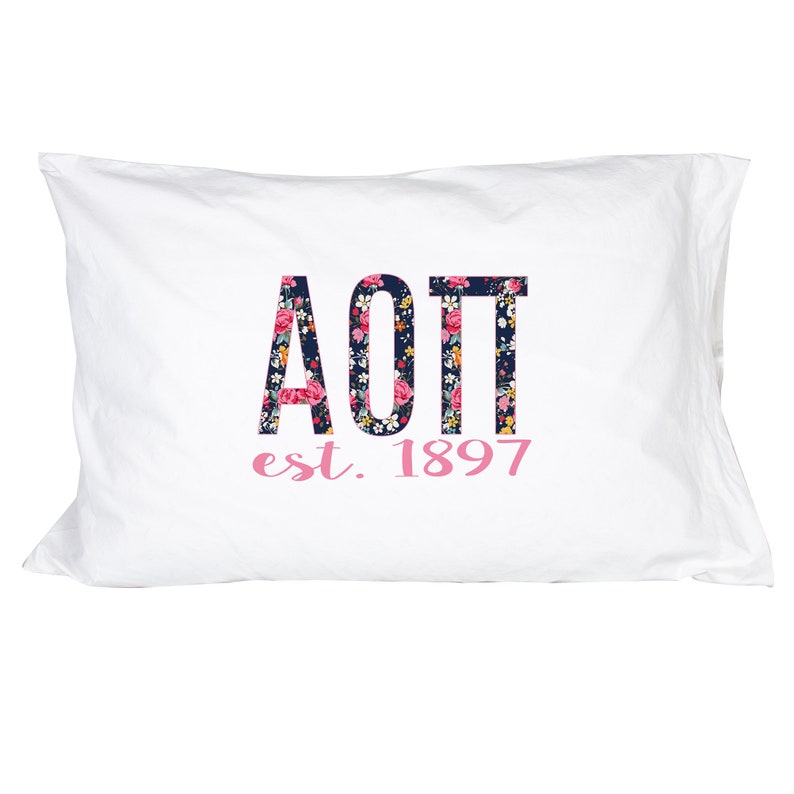 Alpha Omicron Pi aoii Sorority Floral Letters with Founding Year Pillowcase 300 Thread 100/% Cotton Count