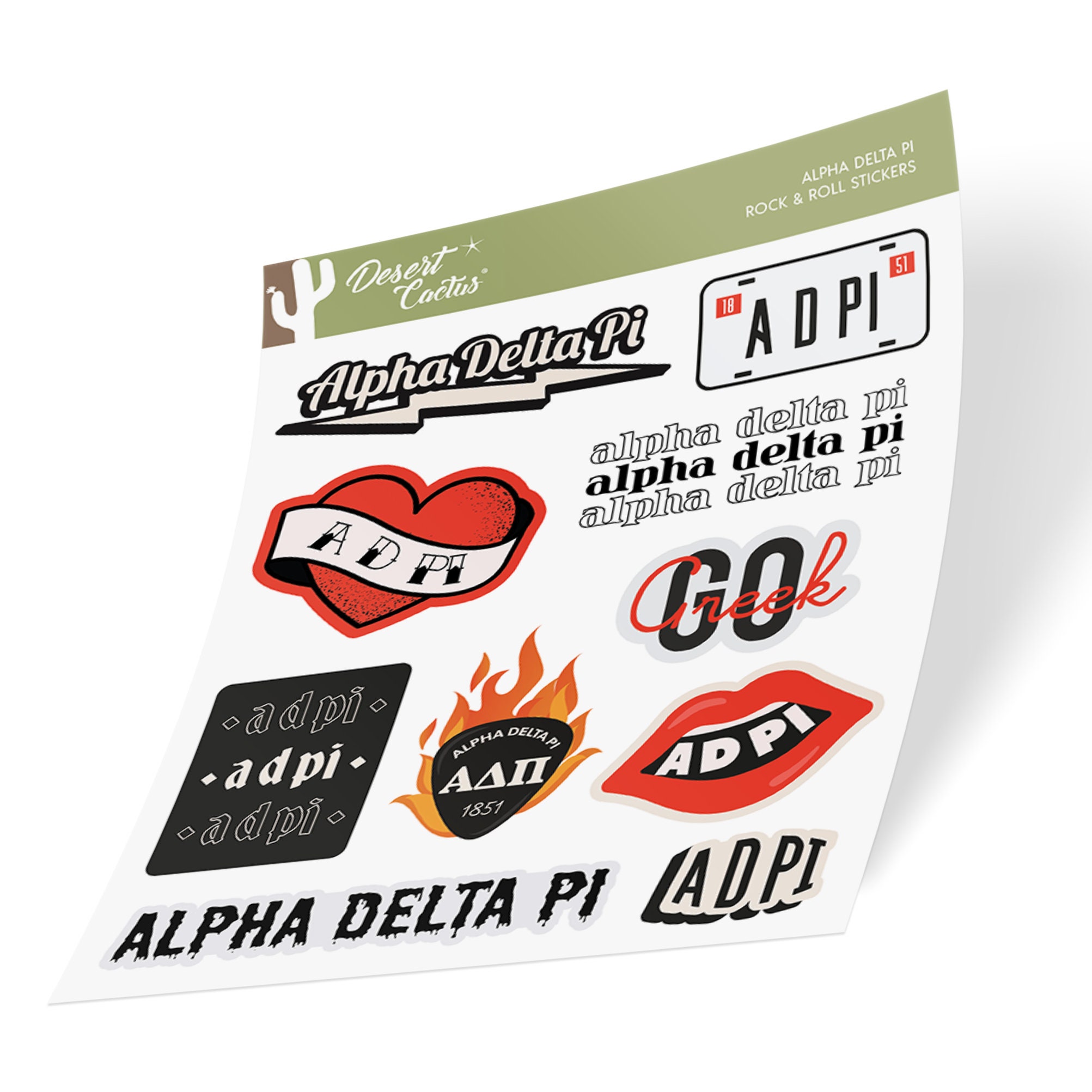 Alpha Delta Pi Sticker Decal Laptop Water Bottle Car (rock & Roll Sheet ...