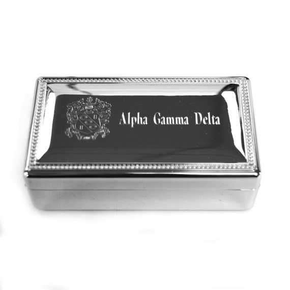 Alpha Gamma Delta Rectangle Metal Crest /& Word Pin Box