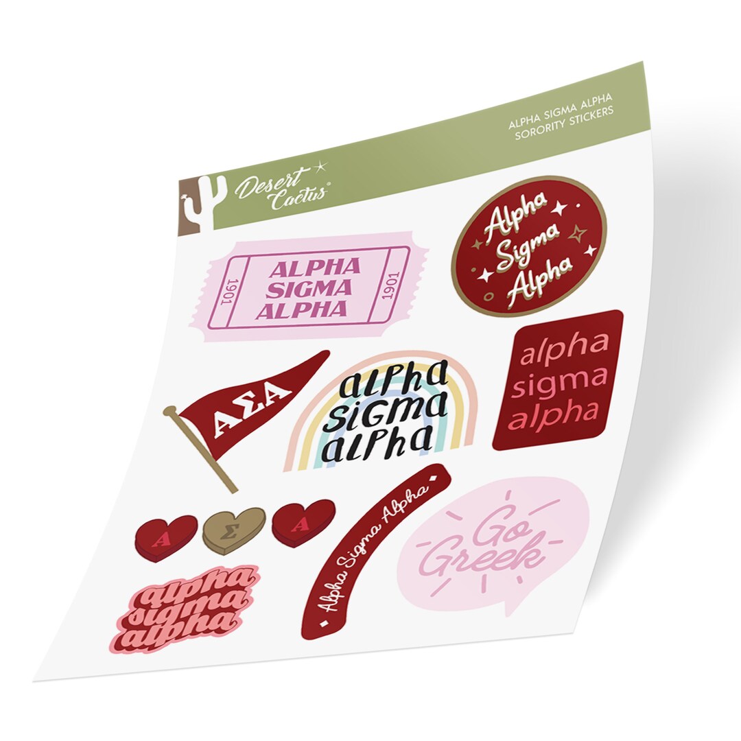 Alpha Sigma Alpha Sticker Decal Laptop Water Bottle Car (cute Sheet) - Etsy