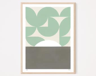 Geometric Moonrise Art Print, Modern Abstract Giclée