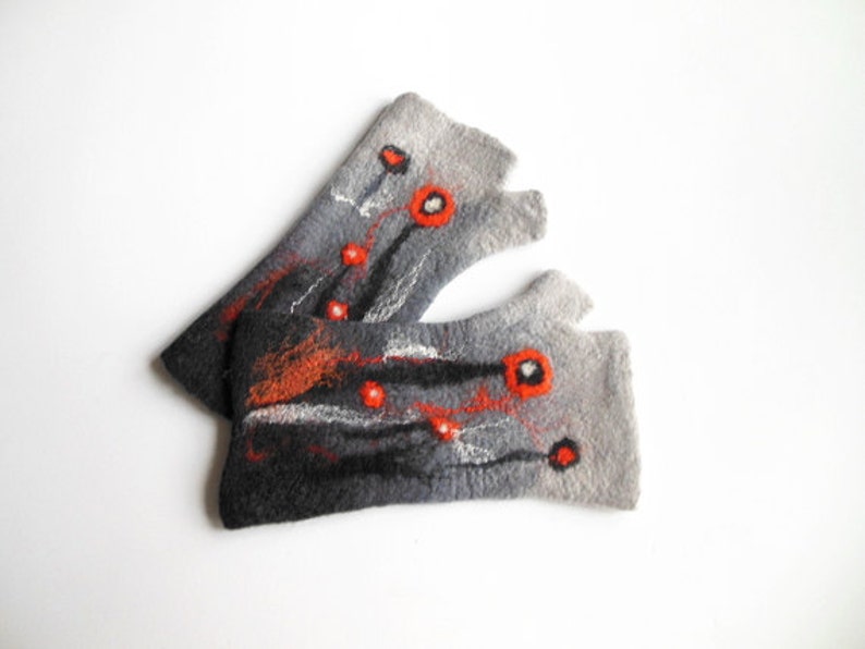 Felted Mittens, Hand Felted Fingerless Mittens, Felted Long Gloves ...