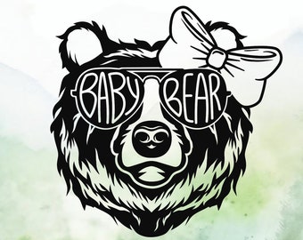 Baby Bear with Bow Vinyl Decal | Car Decal | Window Decal | Sticker | Laptops. Journals and More | Indoor/Outdoor | Permanent