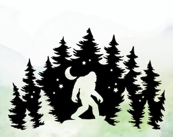 Bigfoot/Sasquatch Forest Night | Cryptid | Car Decal | Window Decal | Mirror Decal |Laptops. Journals and More | Indoor/Outdoor