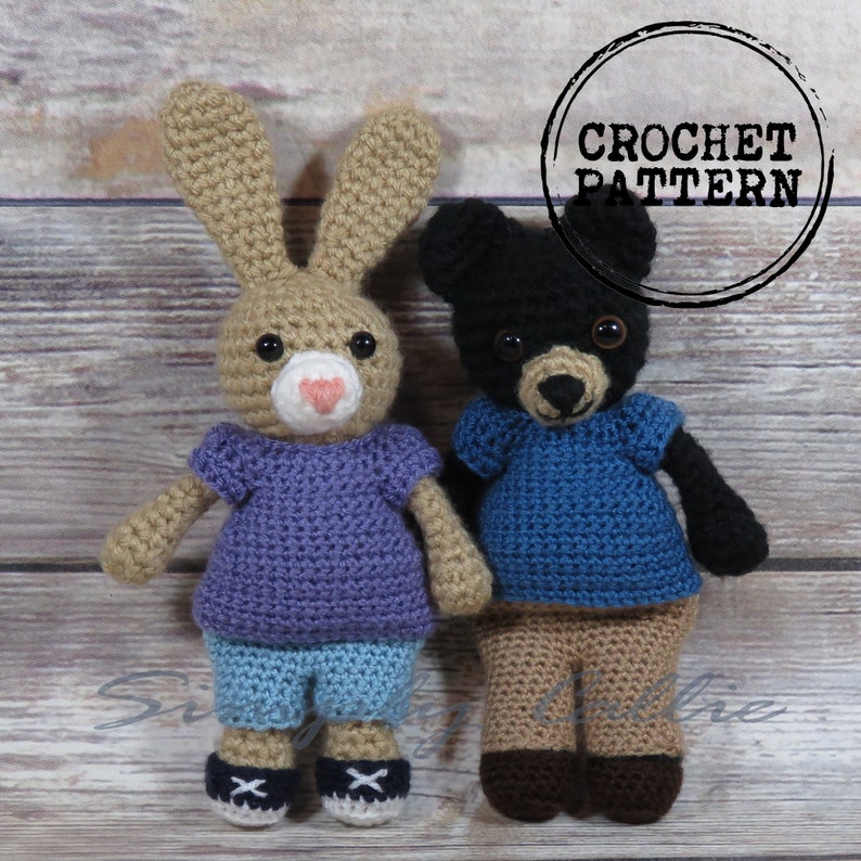 crochet amigurumi clothes 
shorts
tshirt
pants
rabbit
bear