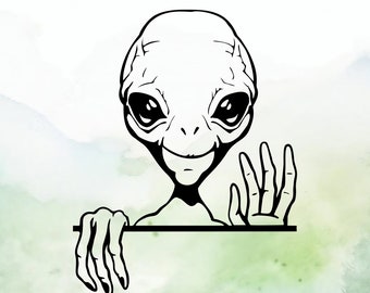 Alien Waving Vinyl Decal | Car Decal | Window Decal | Laptops. Journals and More | Indoor/Outdoor | Permanent