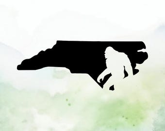 Bigfoot North Carolina Vinyl Decal | Sasquatch North Carolina Vinyl Decal | Car Decal | Window Decal | Indoor/Outdoor | Permanent