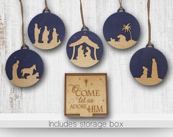 Nativity Ornaments with Storage Box