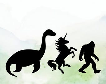 Bigfoot Unicorn Nessie Vinyl Decal | Cryptid | Car Decal | Window Decal | Mirror Decal | Laptops. Journals and More | Indoor/Outdoor