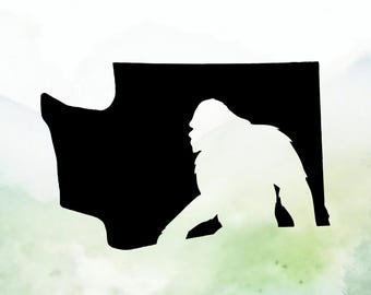 Bigfoot Washington Vinyl Decal | Sasquatch Washington Vinyl Decal | Car Decal | Window Decal | Indoor/Outdoor | Permanent