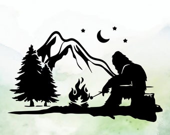 Bigfoot Marshmallow Campfire Vinyl Decal | Car Decal | Window Decal | Laptops. Journals and More | Indoor/Outdoor | Permanent