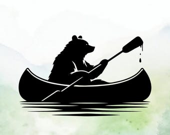 Bear Canoe Vinyl Decal | Car Decal | Window Decal | Laptops. Journals and More | Indoor/Outdoor | Permanent