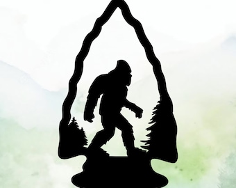 Bigfoot in Arrowhead Vinyl Decal | Car Decal | Window Decal | Laptops. Journals and More | Indoor/Outdoor | Permanent