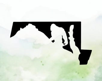Bigfoot Maryland Vinyl Decal | Sasquatch Maryland Vinyl Decal | Car Decal | Window Decal | Indoor/Outdoor | Permanent