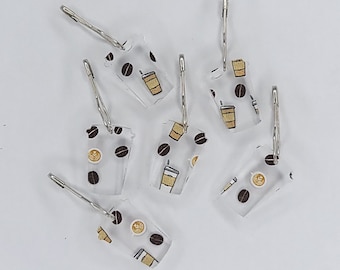 Coffee Cups and Beans Acrylic Crochet Stitch Markers | Cute Stitch Markers | Gift for Crocheter | Coffee and Crochet