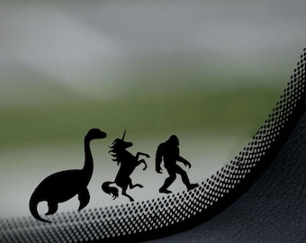 Mini Bigfoot Unicorn Nessie | Easter Egg Decal | Sasquatch | Cryptid | Car Decal | Window Decal | Laptops. Journals & More | Indoor/Outdoor