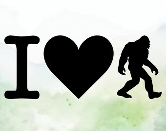 I Heart Bigfoot | I Heart Sasquatch | Vinyl Decal | Car Decal | Window Decal | Laptops. Journals and More | Indoor/Outdoor | Permanent