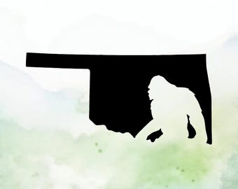 Bigfoot Oklahoma Vinyl Decal | Sasquatch Oklahoma Vinyl Decal | Car Decal | Window Decal | Indoor/Outdoor | Permanent