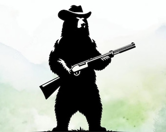 Bear with a Shotgun Vinyl Decal | Car Decal | Window Decal | Laptops. Journals and More | Indoor/Outdoor | Permanent
