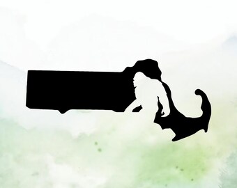 Bigfoot Massachusetts Vinyl Decal | Sasquatch Massachusetts Vinyl Decal | Car Decal | Window Decal | Indoor/Outdoor | Permanent