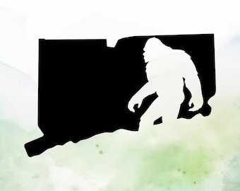 Bigfoot Connecticut Vinyl Decal | Sasquatch Connecticut Vinyl Decal | Car Decal | Window Decal | Indoor/Outdoor | Permanent