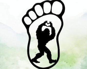 Bigfoot Heart Hands Vinyl Decal | Car Decal | Window Decal | Laptops. Journals and More | Indoor/Outdoor | Permanent