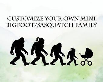 Mini Bigfoot/Sasquatch Family Vinyl Sticker Decal | Car Decal | Window Decal | Laptops. Journals and More | Indoor/Outdoor | Permanent