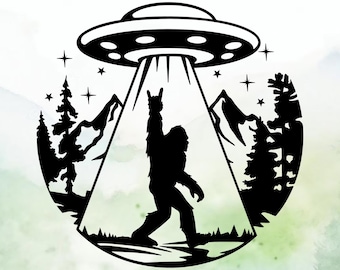 Bigfoot Abduction Vinyl Decal | Car Decal | Window Decal | Laptops. Journals and More | Indoor/Outdoor | Permanent