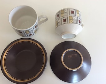 2 x vintage cup and saucer purbeck pottery