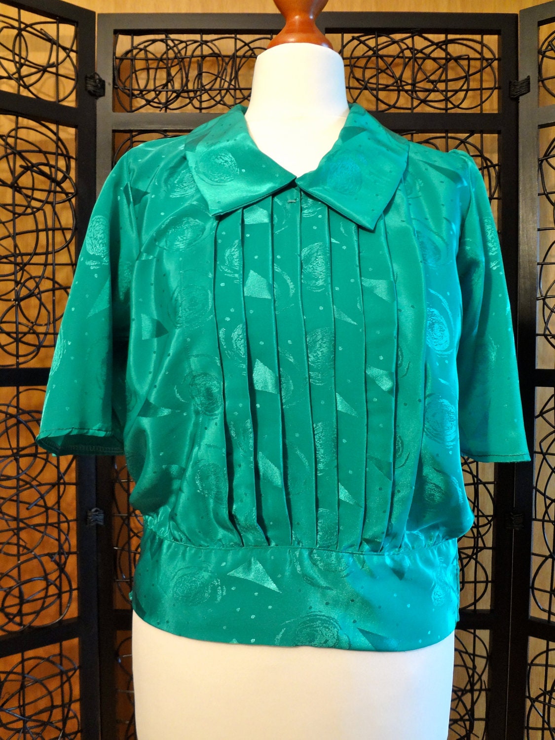 emerald satin blouse