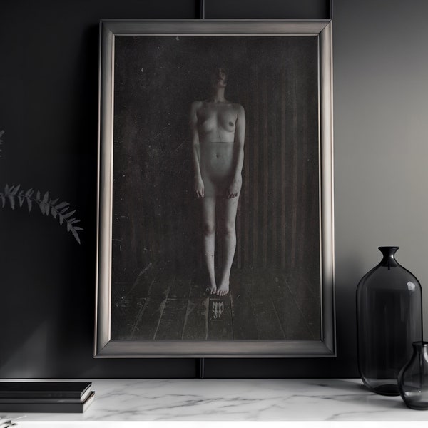 Veiled: Creepy Gothic Nude, Dark Gothic Bedroom Decor, Erotic Dungeon Art, Eerie Surreal Artwork, Naked Woman Art, Sensual Moody Art Print