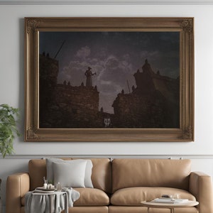 The Sentinel: Medieval Halloween Art Print, Occult Surreal Posters, Creepy Gothic Wall Art, Vintage Goth Room Decor, Dark Academia
