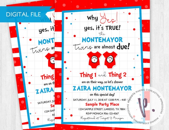 thing 1 thing 2 baby shower invitations