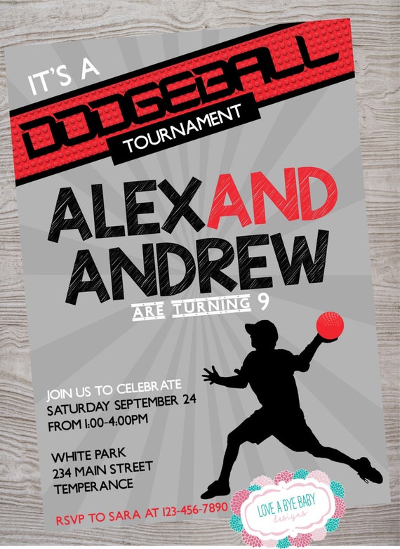 Items similar to Dodgeball birthday party invitation. printable