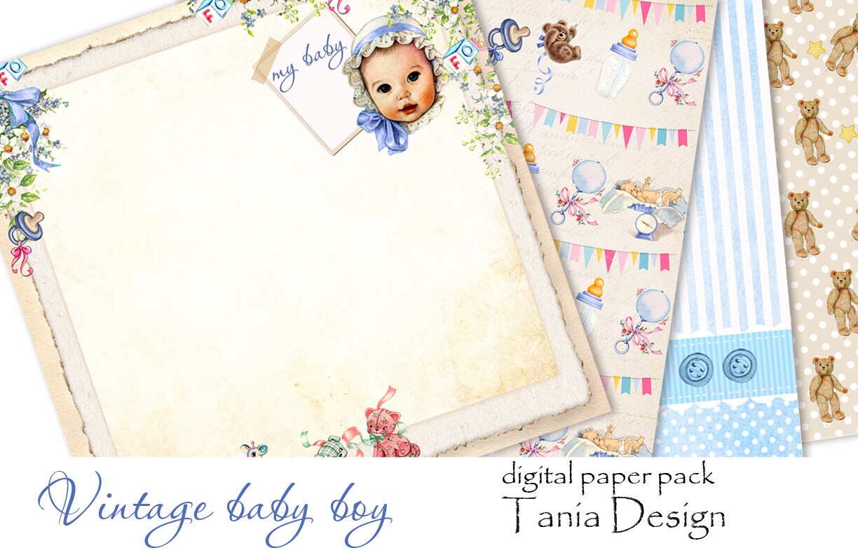 Vintage Baby shower Papers Boy Baby Shower Papers Baby Etsy