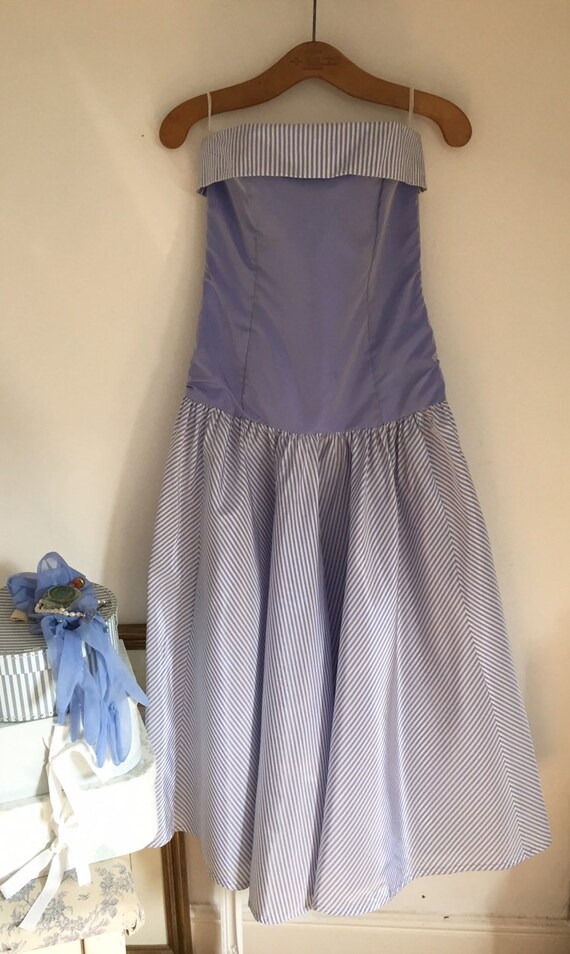 Vintage LAURA ASHLEY strapless prom dress cornflow