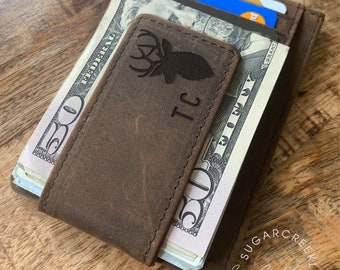 Genuine Leather Money Clip, Fathers day gift, Dad Gift, Fathers day gift from son Fathers day gift from daughter first fathers day