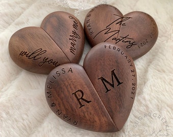 wooden heart ring box