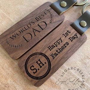 Engraved Custom Wood Keychain, Fathers Day Gift, Gift for Dad, Mens Keychain, Engraved Key Chain, First Fathers Day Gift, New Dad Gift image 1