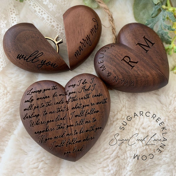 Engagement Ring Box | Proposal Ring Box | Wedding Ring Box | Wooden Ring Box | Heart Wood Ring Box | Secret Engagement | Small Ring Holder