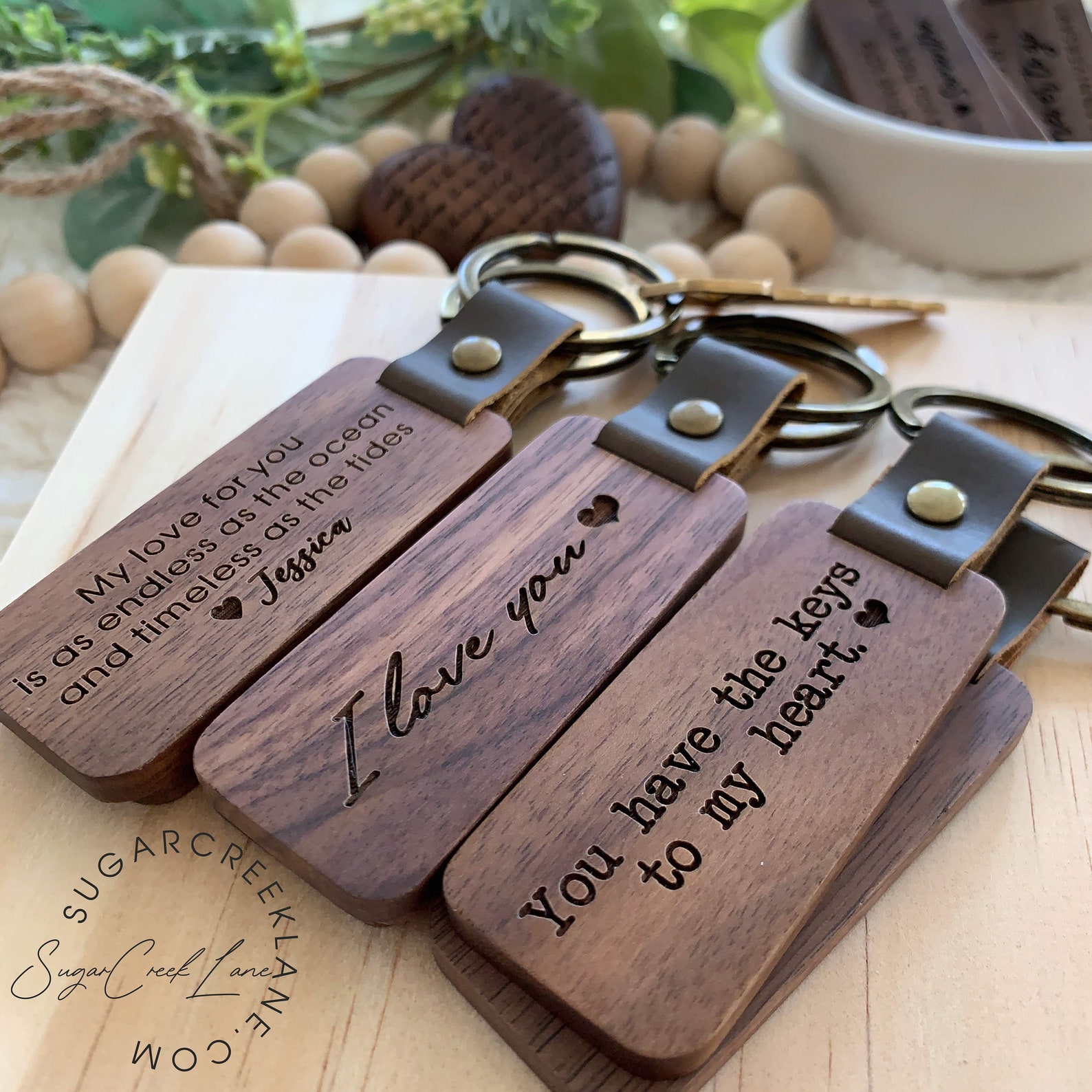 Walnut Wood Engraved Personalized Gift Keychain Gift for Etsy