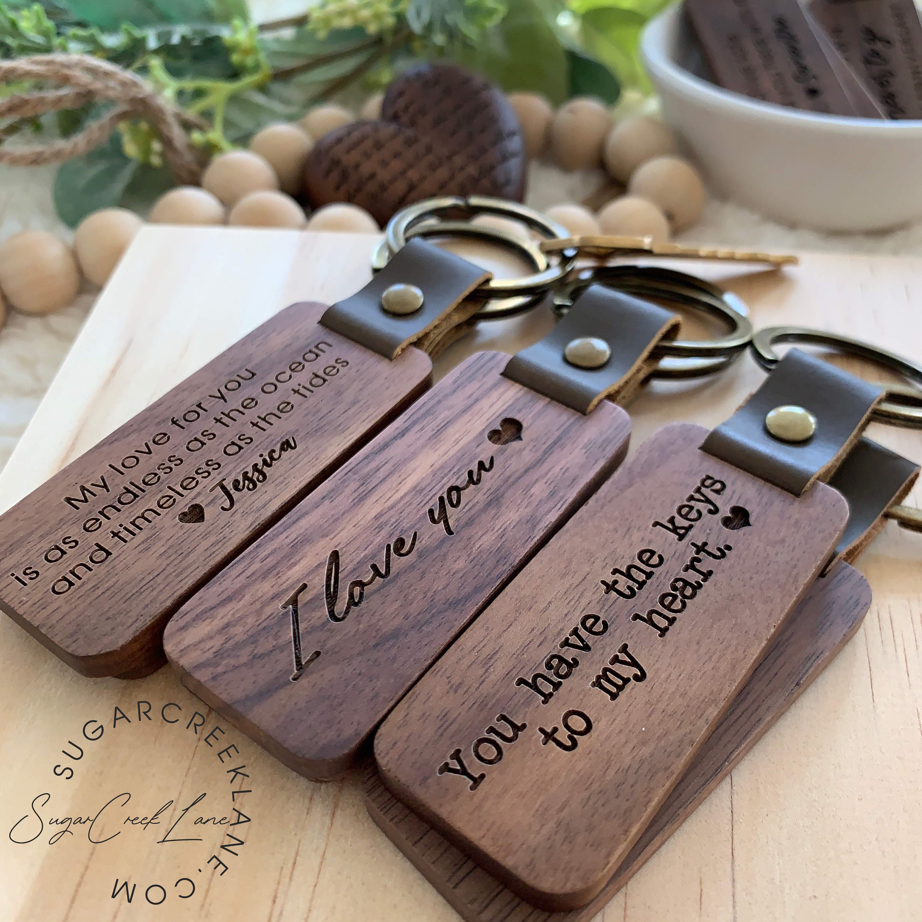 Walnut Wood Engraved Personalized Gift Keychain Gift for Etsy België