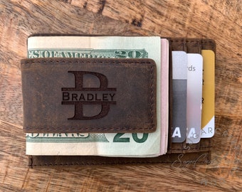 Groomsmen Gift, Bestman gift, Money Clip Wallet for Men Crazy Horse Leather,  Inexpensive groomsmen gift ideas