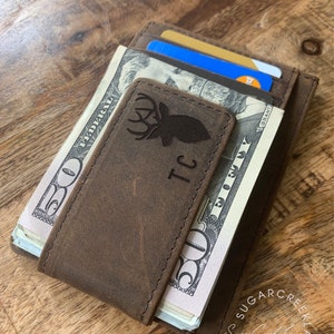 Fathers Day Gift, Gift for Dad, Leather Wallet with money clip, Personalized Custom Leather money clip, Money clip engraved, Personalized image 6